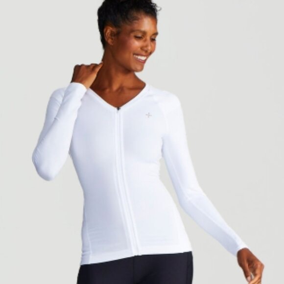Tommie Copper Tops - Tommie Cooper Full Back Support Shirt White Long Sleeve Front Zip In Size S